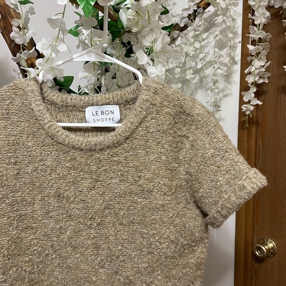 Cream and Tan Knit Sweater with Crew Neck - Picture 2 of 10